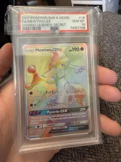 2017 POKEMON SUN & MOON SHINING LEGENDS SECRET #76 FULL ART/MEWTWO GX PSA 10 - Image 1