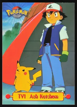 Ash Ketchum - TV1 - Topps Pokemon Series 1 - 1st Print BLUE Logo UK - Image 1