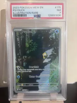 Pokemon 2023 Mew en Psyduck Illustration Rare #175 PSA 7 - Image 1