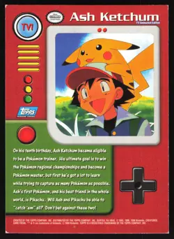 Ash Ketchum - TV1 - Topps Pokemon Series 1 - 1st Print BLUE Logo US - Image 2