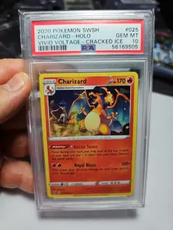 2020 POKEMON SWORD & SHIELD VIVID VOLTAGE CRACKED ICE #025 CHARIZARD-HOLO PSA 10 - Image 1