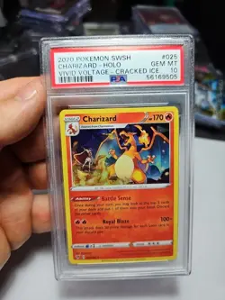 2020 POKEMON SWORD & SHIELD VIVID VOLTAGE CRACKED ICE #025 CHARIZARD-HOLO PSA 10 - Image 3