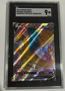 Pokemon Charizard V SWSH050 Champions Path ETB Promo SGC 9 - Image 1