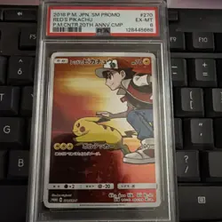 2018 POKEMON JPN SM PROMO POKEMON CENTER 20TH ANV CAMPAIGN RED'S PIKACHU PSA 6 - Image 1