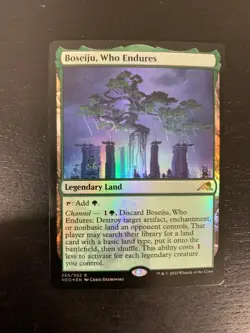 2022 MTG Kamigawa Neon Dynasty Boseiju, Who Endures Foil Legendary Land Showcase - Image 1