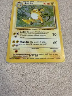 Raichu 014/102 Base Set Holo Pokemon Vintage TCG Heavy Played - Image 2