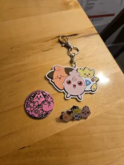 Pokemon "Small But Mighty" Cleffa Igglybuff Togepi Enamel Pin, Keychain & Coin - Image 1