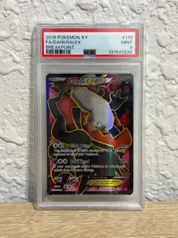 PSA 9 Darkrai EX XY Breakpoint Full Art #118 MINT 118/122 FA 2016 POKEMON TCG - Image 1