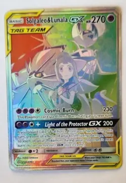 Solgaleo & Lunala GX 254/236 Rainbow Secret Rare Cosmic Eclipse TAG TEAM Pokemon - Image 1