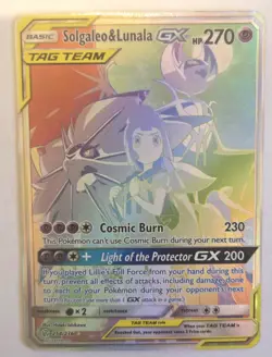 Solgaleo & Lunala GX 254/236 Rainbow Secret Rare Cosmic Eclipse TAG TEAM Pokemon - Image 2