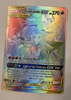 Solgaleo & Lunala GX 254/236 Rainbow Secret Rare Cosmic Eclipse TAG TEAM Pokemon - Image 3