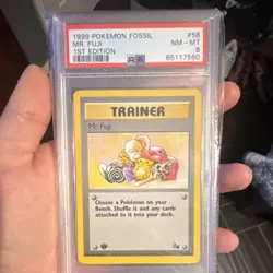 Pokemon Fossil Mr. Fuji Trainer 1st Edition PSA 8 58/62 Uncommon English 1999 - Image 1