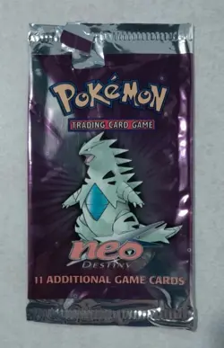Pokemon TCG Neo Destiny Empty Booster Pack Wrapper Tyranitar No Cards WotC - Image 1