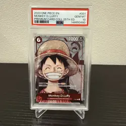 2023 One Piece EN Premium Card Coll. 25th Ed. #001 Monkey.D.Luffy PSA 10 - Image 1