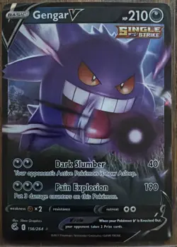 Pokemon Gengar v Single Strike Fusion Strike TCG Card 156/264 NM Condition - Image 1