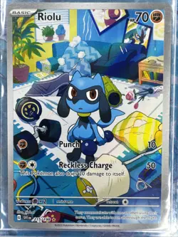 Pokemon Riolu TCG Scarlet & Violet Base Set Holo Card 215/198 Illustration Rare - Image 1