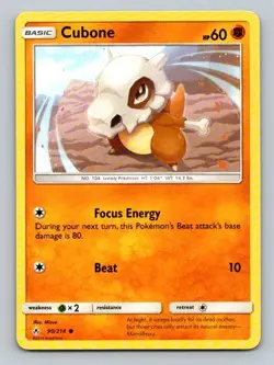 2019 Pokemon Card SM Unbroken Bonds Cubone 90/214 - Image 1