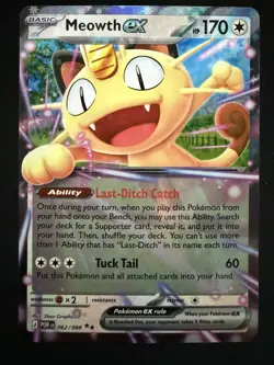 Meowth ex 062/088 ME03 Perfect Order Double Rare Holo Pokemon TCG Card NM - Image 1
