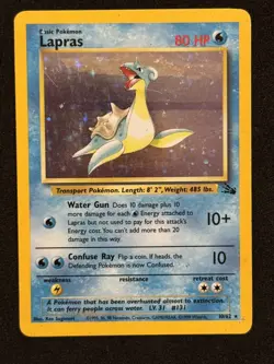 ​1999 Pokemon Fossil Lapras 10/62 Holo Rare - Heavily Played (HP) - (100) - Image 1