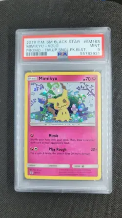 PSA 9 MINT Mimikyu SM163 Pokemon SM Black Star Promo Team Up Valentines Day - Image 1