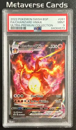 2022 POKEMON SWSH BLACK STAR PROMO #261 FULL ART/CHARIZARD VMAX PSA 9 - Image 1