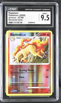 CGC 9.5 MINT+ Rapidash 2009 Arceus 47/99 Reverse Holo Pokemon Card - Image 1