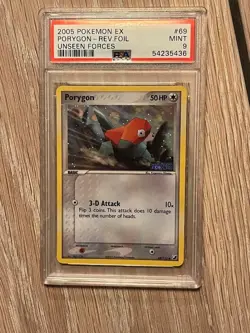 Pokemon Card PSA 9 Mint Porygon 69/115 EX Unseen Forces Reverse Holo 2005 - Image 1