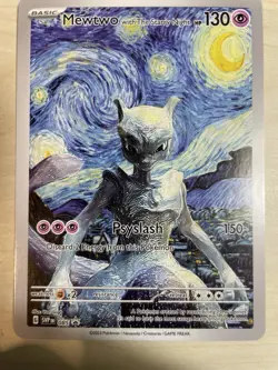 Mewtwo With Starry Night Van - Gogh X Mewtwo - Fanmade Custom Pokemon Card - Image 1