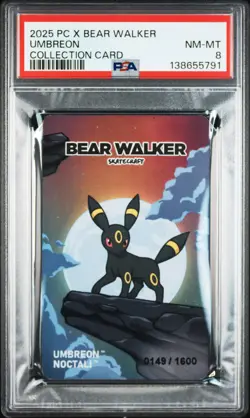 2025 POKEMON CENTER X BEAR WALKER COLLECTION CARDS UMBREON 149/1600 PSA 8 - Image 1