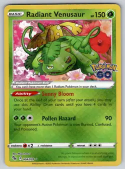 Radiant Venusaur 004/078 Pokemon GO NM Pokemon Radiant Rare - Image 1