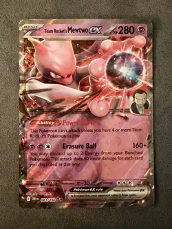 Team Rocket’s Mewtwo EX 081/182 Double Rare Holo Destined Rivals Pokemon TCG NM - Image 1
