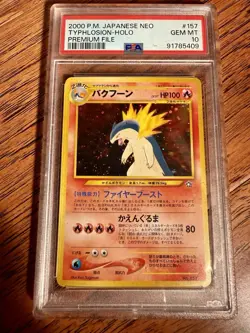 1999 Pokemon Typhlosion Neo Premium File Japanese Holo #157 PSA 10 Gem Mint - Image 1
