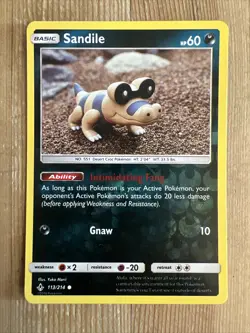 Pokemon TCG Sandile Unbroken Bonds 113/214 Reverse Holo Common NM - Image 1