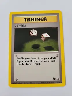 Pokemon TCG Gambler 60/62 Fossil Common Trainer Shadowless - Image 1