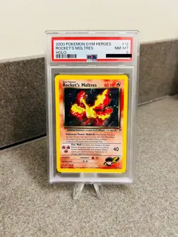 Pokemon Rocket's Moltres Holo #12/132 PSA 8 - 2000 Gym Heroes - Image 1
