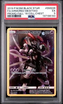 2019 Pokemon Black Star Promo #SM228 FA Armored Mewtwo PSA 5 Collector’s Chest - Image 1