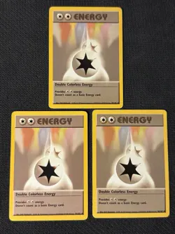 3 x Double Colorless Energy 96/102 Pokemon Base Set Unlimited (LP-MP) - Image 1