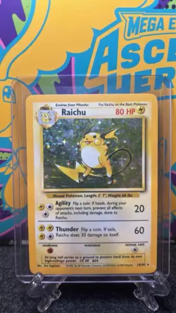 Pokemon TCG Raichu Card 14/102 Base Set Unlimited Holo Rare MP - Image 1