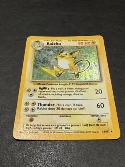 Pokemon TCG Base Set Raichu Card 14/102 Unlimited Holo Rare, Vintage WOTC - Image 2