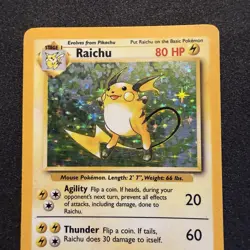 Raichu 14/102 Pokemon Card TCG Base Set Unlimited Holo Rare - Image 3