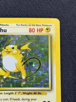 Pokemon TCG Raichu 14/102 Base Set Holo Rare Card Moderately Played Conditon - Image 3