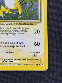 Pokemon TCG Raichu 14/102 Base Set Holo Rare Card Moderately Played Conditon - Image 4