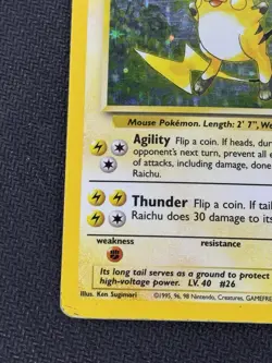 Pokemon TCG Raichu 14/102 Base Set Holo Rare Card Moderately Played Conditon - Image 5