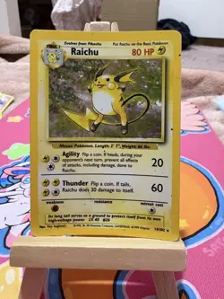 Pokemon TCG Base Set Raichu Holo Card 14/102 Unlimited Holo Rare HP/DMG - Image 1