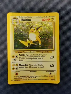 Pokemon TCG Raichu Holo Rare Card Base Set 14/102 MP/LP - Image 1