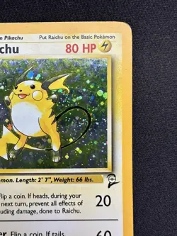 Pokemon TCG Raichu Base Set 2 Holo Unlimited Rare Card 14/102 (TAIL SWIRL) MP - Image 3