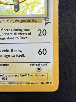 Pokemon TCG Raichu Base Set 2 Holo Unlimited Rare Card 14/102 (TAIL SWIRL) MP - Image 4