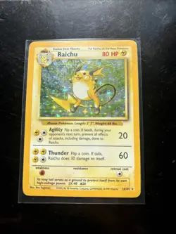 Pokemon TCG Raichu Base Set Holo Card 14/102 Unlimited Rare MP - Image 1
