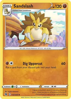 Sandslash Uncommon SWSH08: Fusion Strike 132/264 NM English Pokemon Card - Image 1