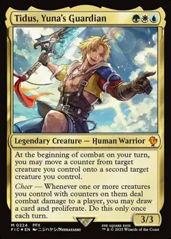 Moderatly Played, English - 1 x MTG Tidus, Yuna's Guardian - Surge Foil Commande - Image 1